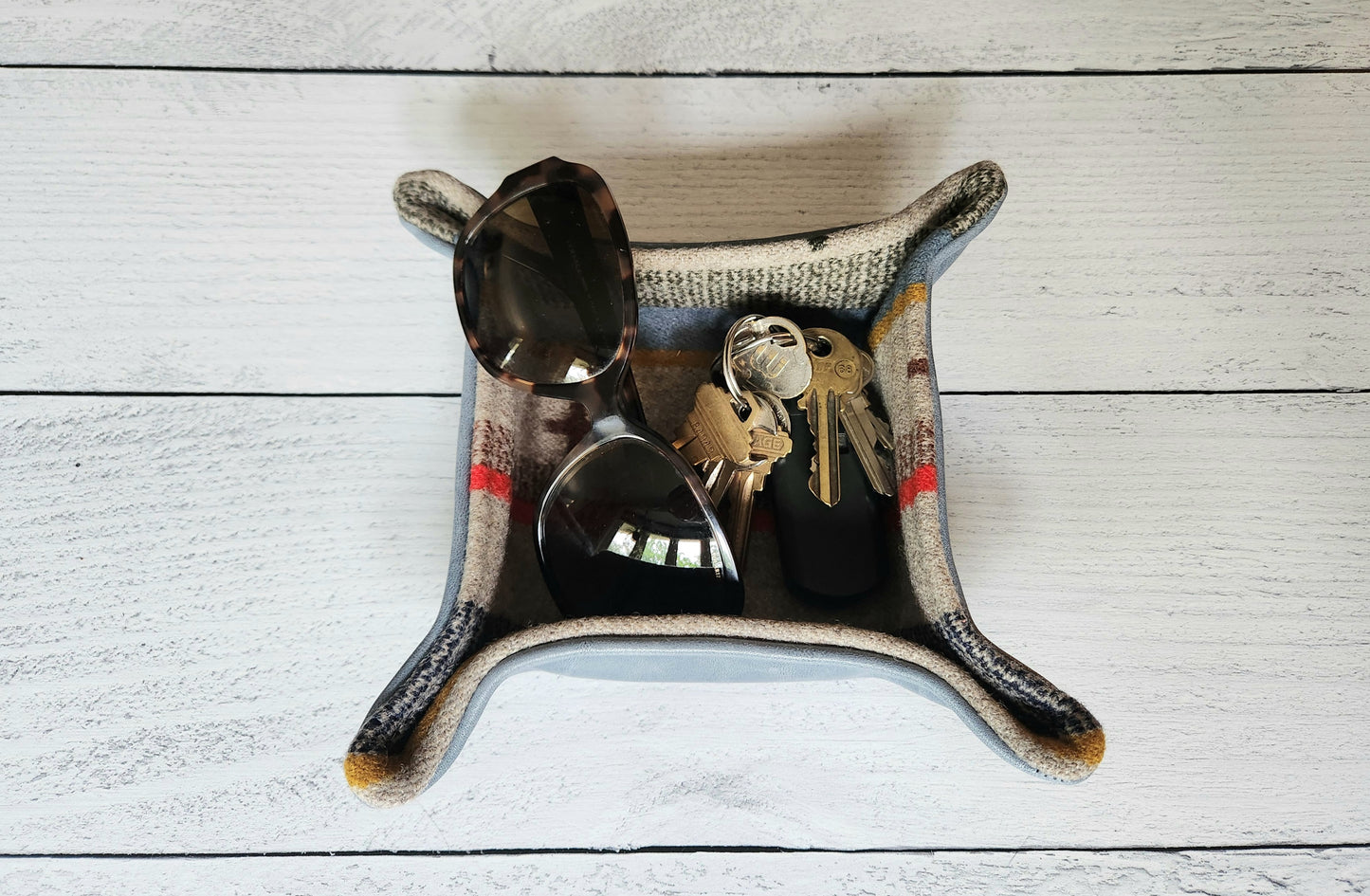 Wool and Leather Catchall Tray