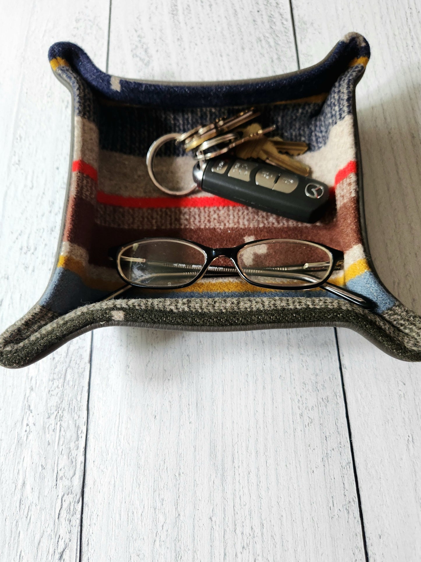 Wool and Leather Catchall Tray